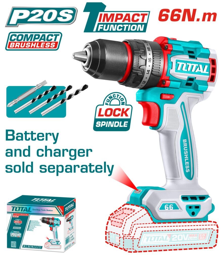 TOTAL Compact Brushless Cordless Impact Drill 20V TIDLI206681