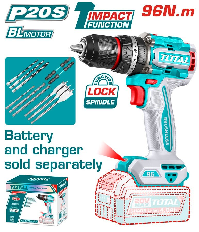TOTAL Brushless cordless impact drill TIDLI209681