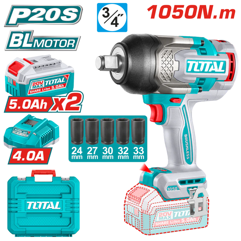 TOTAL Cordless impact wrench TIWLI20105