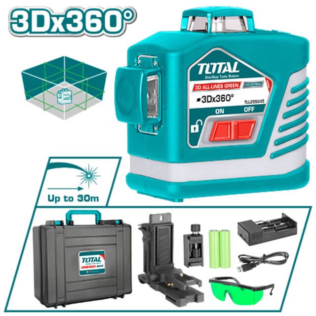 TOTAL 3D Green Beam Self-Leveling Laser Level TLL255245