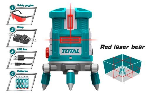 TOTAL Self-Leveling Line Laser(Red laser beams) TLL306505