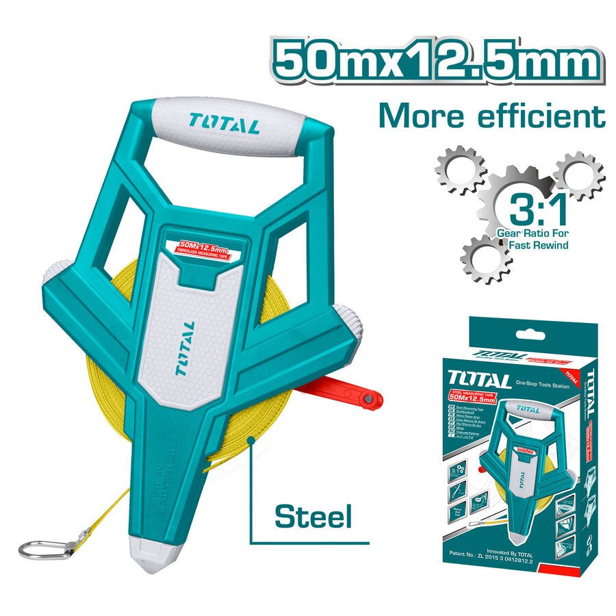 TOTAL Steel measuring tape 50Mx12.5mm TMT710506