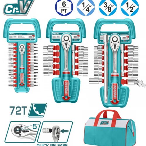 TOTAL 57 Pcs 1/4"&3/8"&1/2" socket set TOS23092
