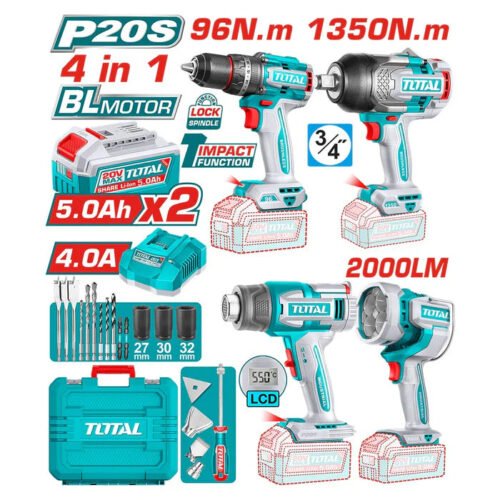 TOTAL Cordless 4 pcs combo kit TOSLI250608