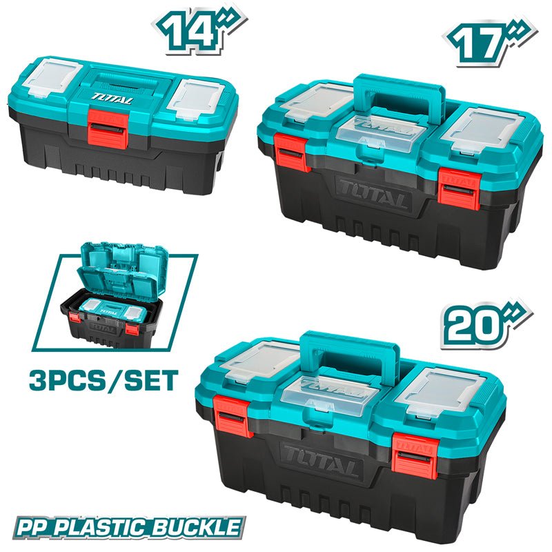 TOTAL 3 Pcs plastic tool boxes set TPBXK0031