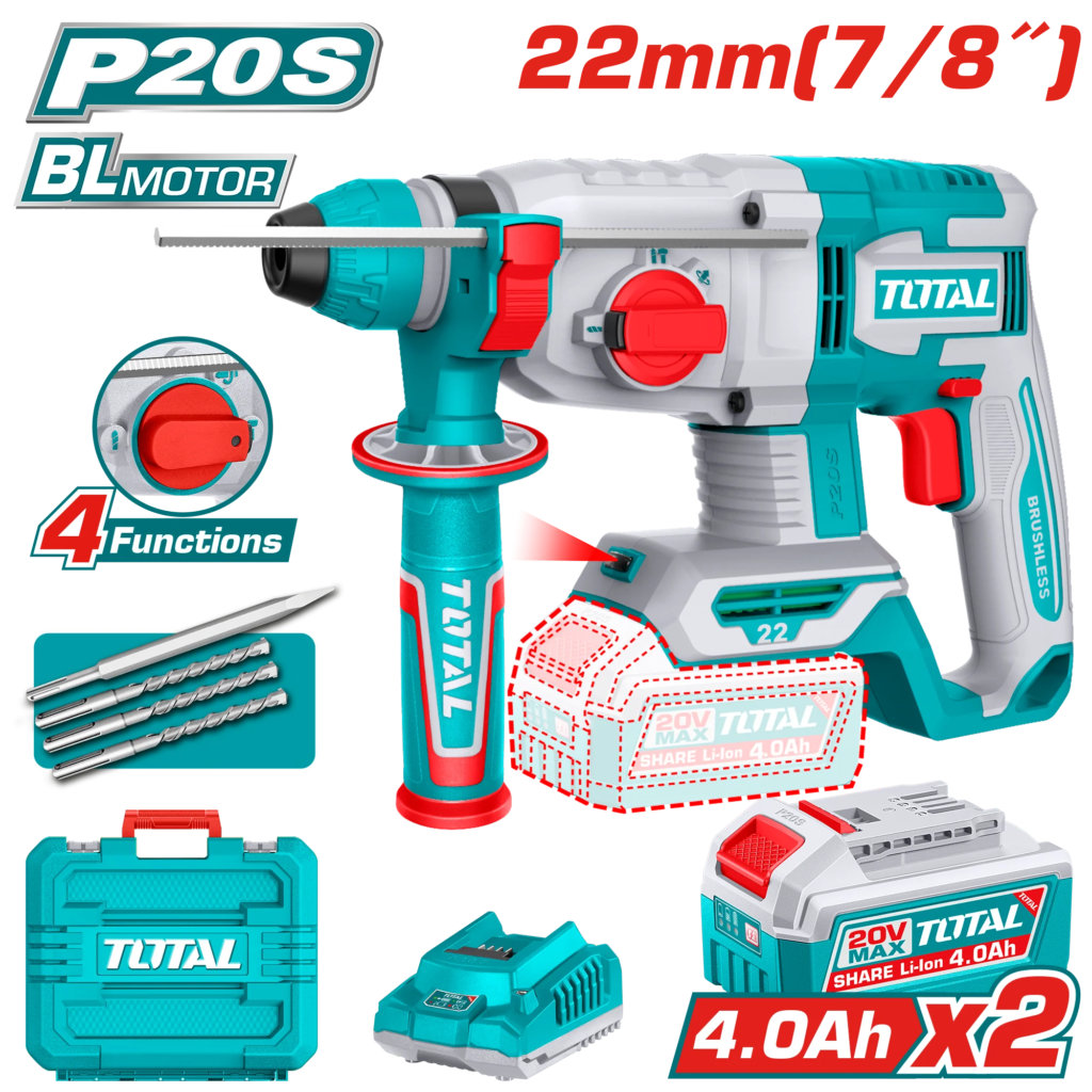 TOTAL Cordless rotary hammer TRHLI212282