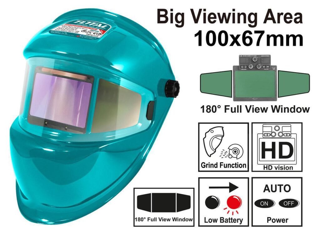 TOTAL Auto Darkening Welding Helmet 100x67mm TSP9103