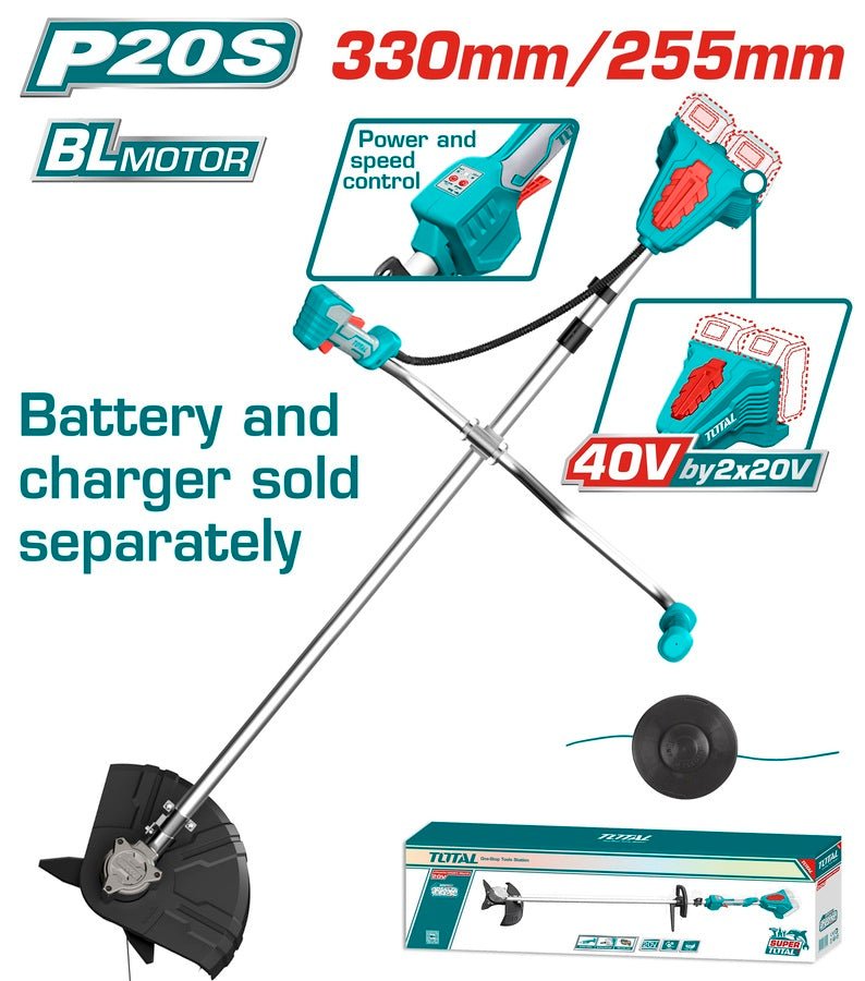 TOTAL Lithium-Ion string trimmer and brush cutter 40V Brushless Motor TSTLI20018