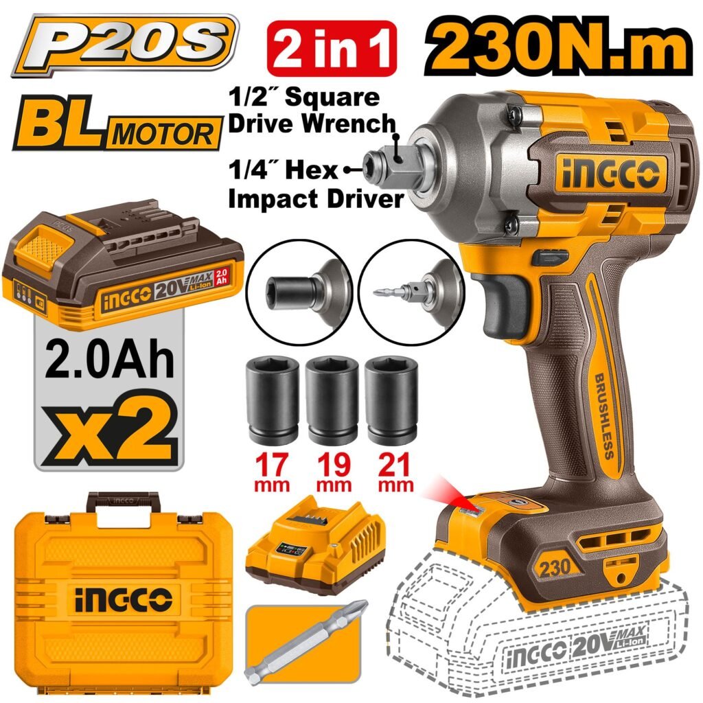 INGCO Cordless impact driver&wrench 20v CIWLI20236