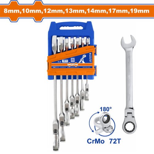 WADFOW 7 Pcs flexible ratchet spanner set WSP5207