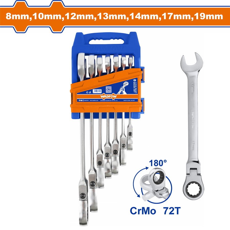 WADFOW 7 Pcs flexible ratchet spanner set WSP5207