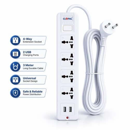 Clopal 405U 4 Way Extension Socket With USB