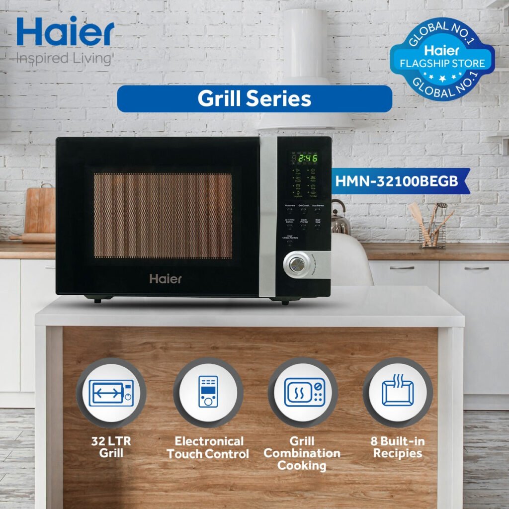 Haier HMN-32100BEGB Grill Microwave Oven 32 Liters