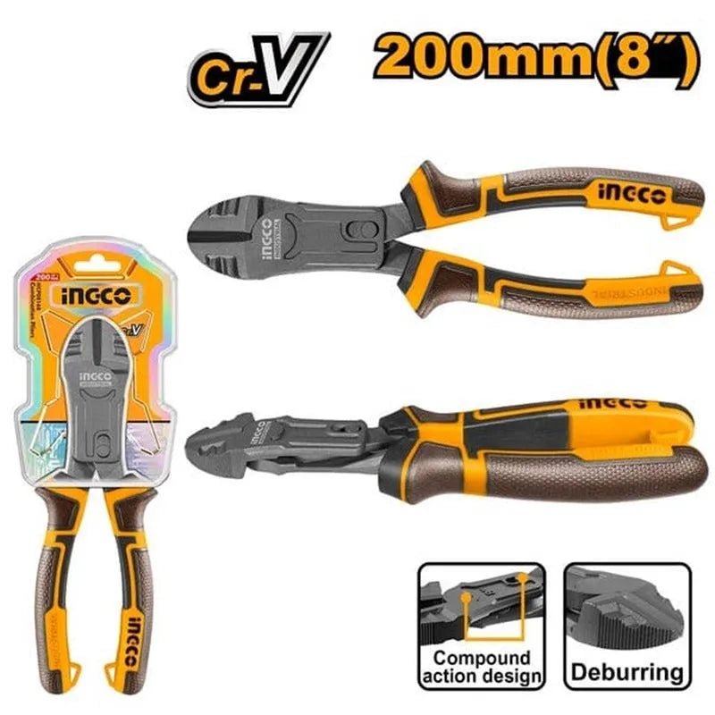 INGCO HCDCP58200 Compound Action Diagonal Cutting Pliers 200mm