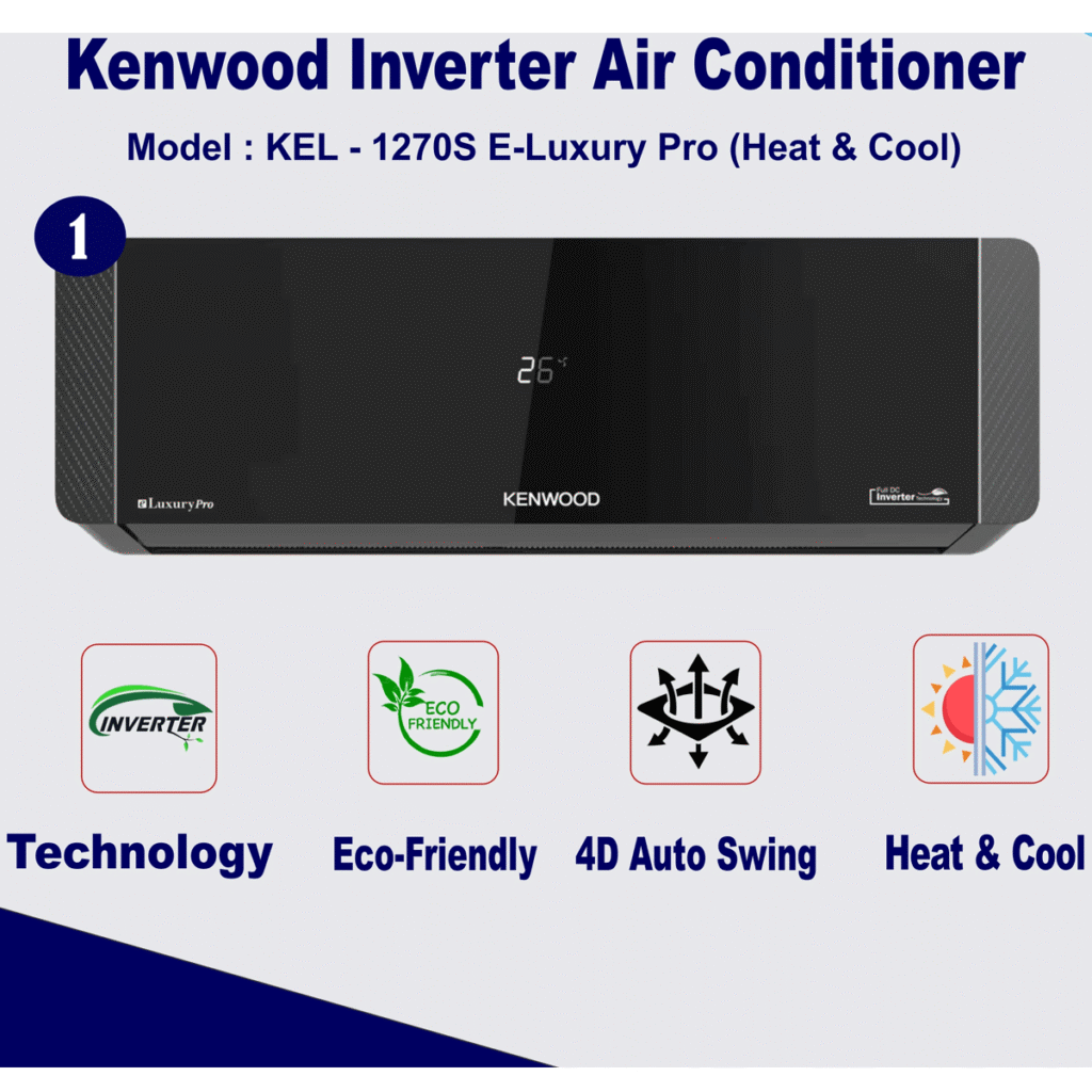 Kenwood KEL-1270S e-Luxury Pro Inverter Split AC 1 Ton