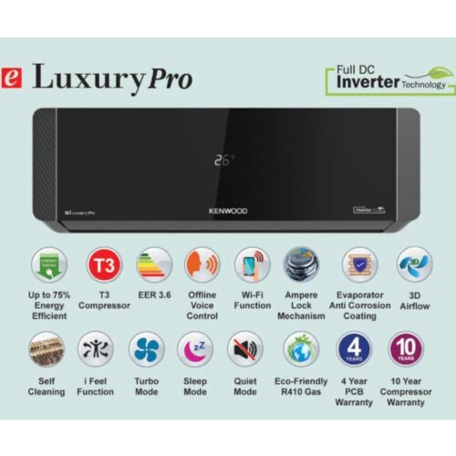 kenwood-1870.jpg Kenwood 1870S eluxury Pro 1.5 Ton Inverter AC 2025 - Wi-Fi - T3 Compressor - Flash Cooling - 75% Energy Saving