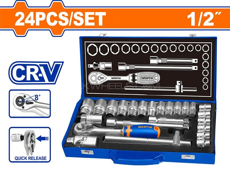 WADFOW 24 Pcs 1/2" socket set WST2L24