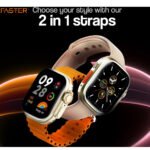 Faster NERV Watch Ultra Smart Watch - 2 Straps - Orange + Pink
